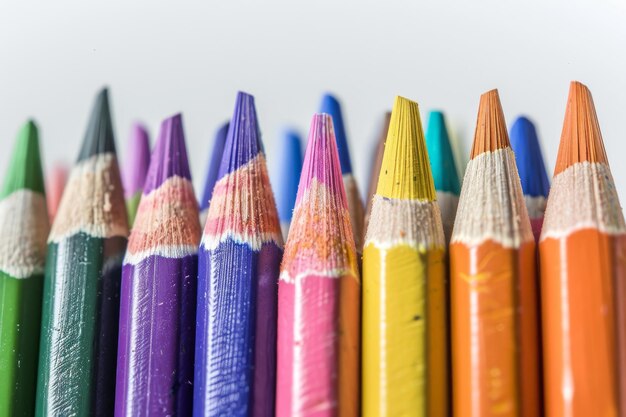 Los crayones de colores aislados sobre un fondo blanco