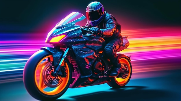 Crazy futurista moto Man On A Motorcycle Generative Ai