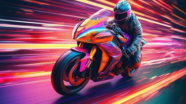 Crazy futurista moto Man On A Motorcycle Generative Ai