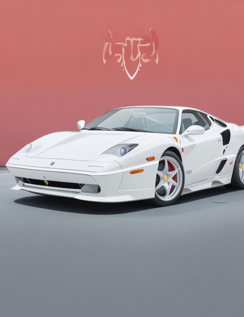 Crea un impresionante gráfico vectorial de un Ferrari blanco con una calidad fotorrealista.