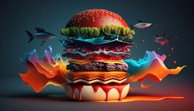 Crea tu hamburguesa perfecta Un sinfín de posibilidades en nuestras ilustraciones AI Generative