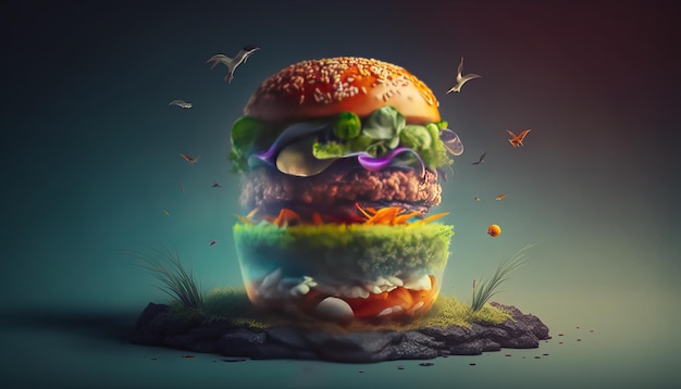 Crea tu hamburguesa perfecta Un sinfín de posibilidades en nuestras ilustraciones AI Generative