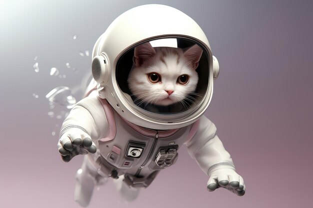 Foto la creación de alta tecnología del gato astronauta toma vuelo