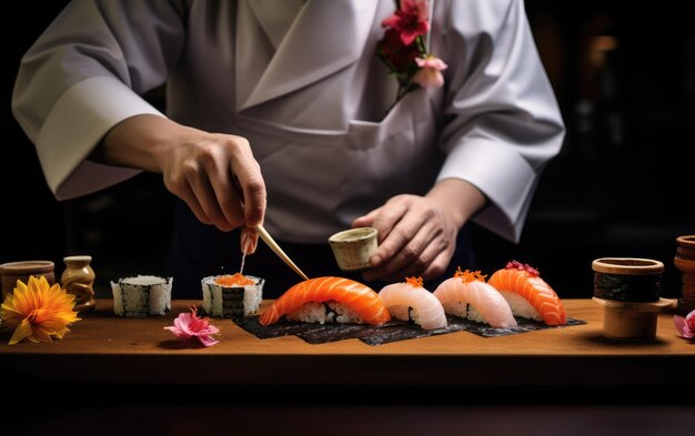 Foto creación por un chef experto que domina el sushi