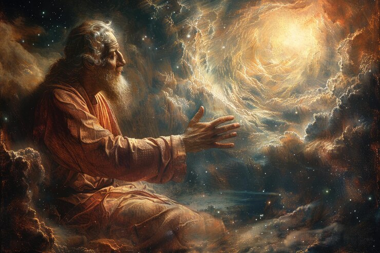 Foto creación divina narrativa concepto bíblico de dios creando el mundo y todo lo que hay en él en seis días religión teología
