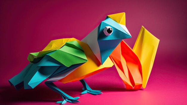 Una creación de origami vibrante y lúdica, llena de color y alegría