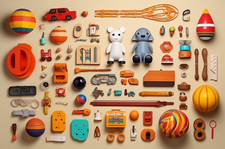 Foto creación plana de juguetes artísticos y artesanales generativo ai