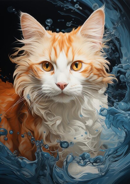 Foto la creación purrfectamente lúdica del arte pop las coloridas aventuras de un distintivo ta naranja y blanco