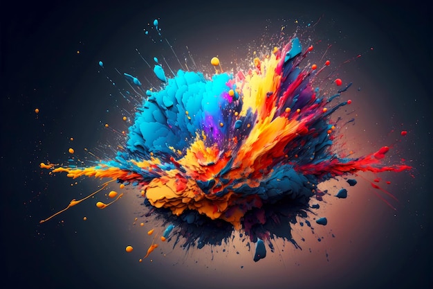 Creación de salpicaduras abstractas y gotas explosión de pintura colorida