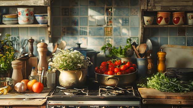 Creaciones de comida casera del cielo soleado