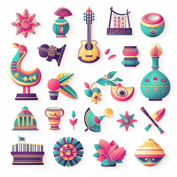 Foto creado utilizando diseños simbólicos motivos culturales colores brillantes gráficos digitales calidad hd