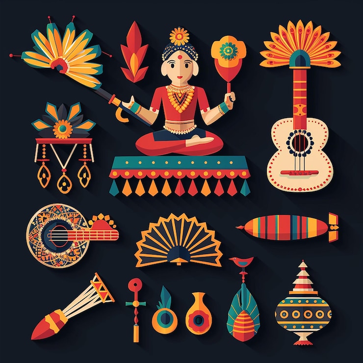 Foto creado utilizando diseños simbólicos motivos culturales colores brillantes gráficos digitales calidad hd