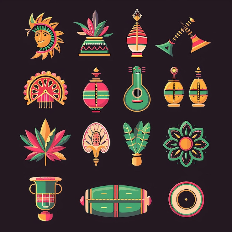 Foto creado utilizando diseños simbólicos motivos culturales colores brillantes gráficos digitales calidad hd