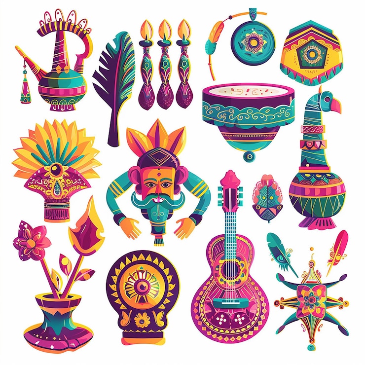 Foto creado utilizando diseños simbólicos motivos culturales colores brillantes gráficos digitales calidad hd