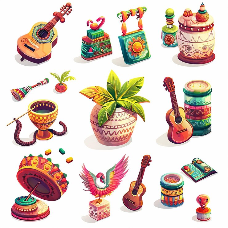 Foto creado utilizando diseños simbólicos motivos culturales colores brillantes gráficos digitales calidad hd