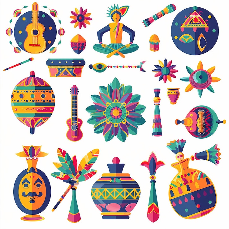 Foto creado utilizando diseños simbólicos motivos culturales colores brillantes gráficos digitales calidad hd