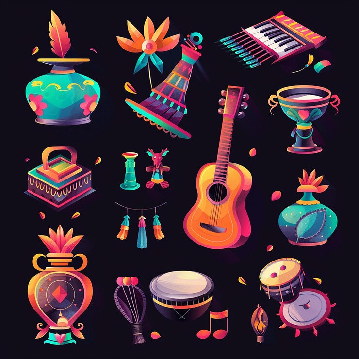 Foto creado utilizando diseños simbólicos motivos culturales colores brillantes gráficos digitales calidad hd
