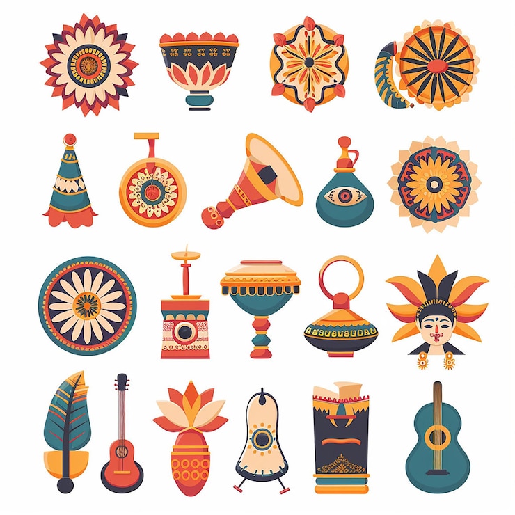 Foto creado utilizando diseños simbólicos motivos culturales colores brillantes gráficos digitales calidad hd