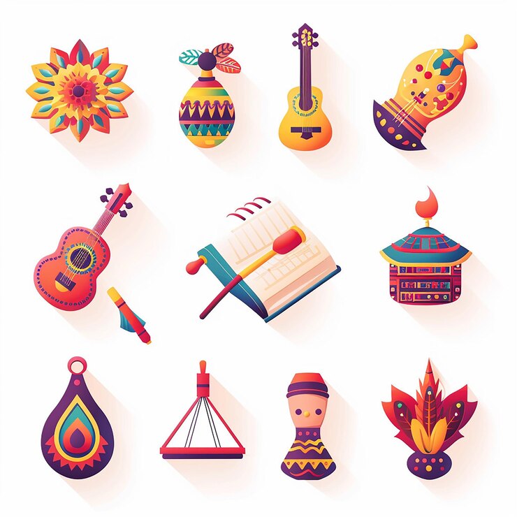 Foto creado utilizando diseños simbólicos motivos culturales colores brillantes gráficos digitales calidad hd