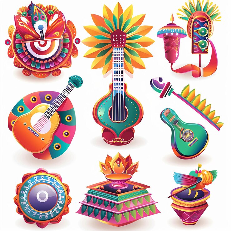 Foto creado utilizando diseños simbólicos motivos culturales colores brillantes gráficos digitales calidad hd