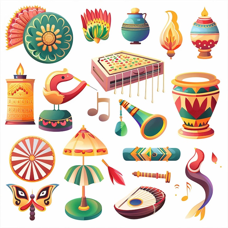 Foto creado utilizando diseños simbólicos motivos culturales colores brillantes gráficos digitales calidad hd