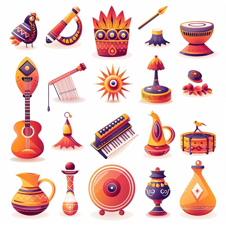 Foto creado utilizando diseños simbólicos motivos culturales colores brillantes gráficos digitales calidad hd