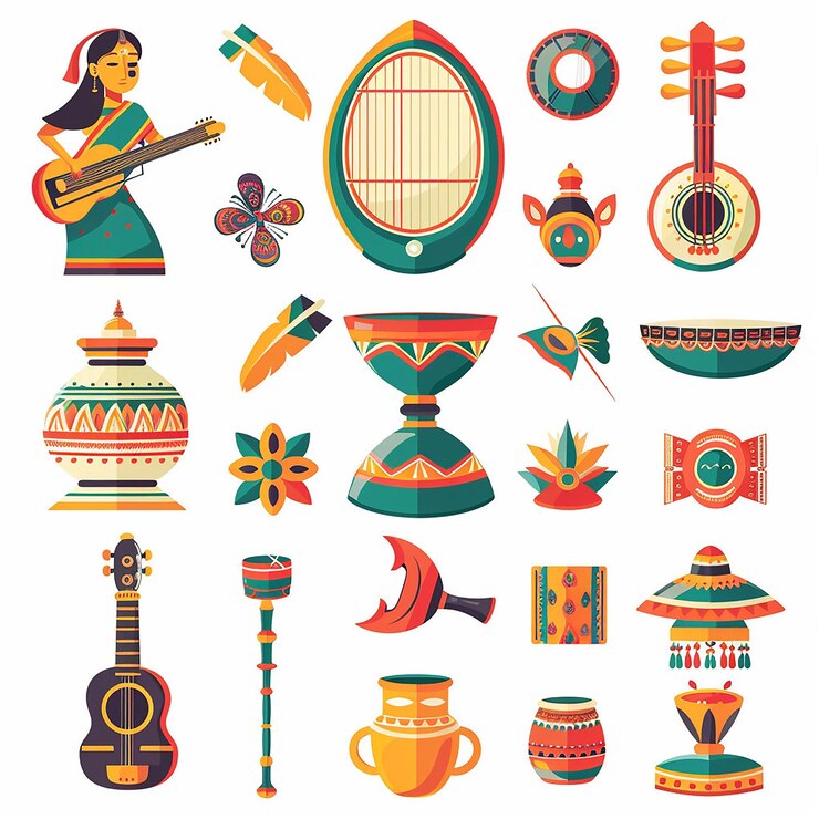Foto creado utilizando diseños simbólicos motivos culturales colores brillantes gráficos digitales calidad hd