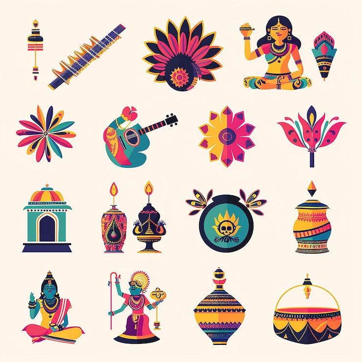 Foto creado utilizando diseños simbólicos motivos culturales colores brillantes gráficos digitales calidad hd