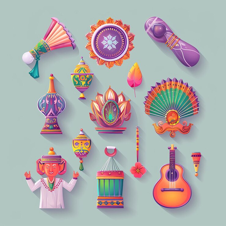 Foto creado utilizando diseños simbólicos motivos culturales colores brillantes gráficos digitales calidad hd