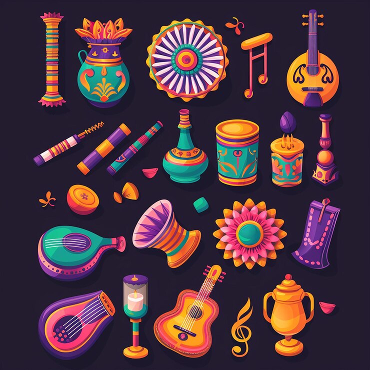 Foto creado utilizando diseños simbólicos motivos culturales colores brillantes gráficos digitales calidad hd