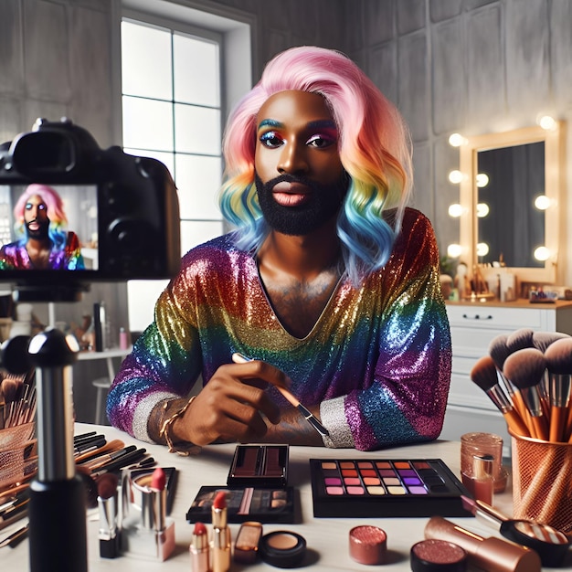 Foto creador de contenido de maquillaje de hombre 3