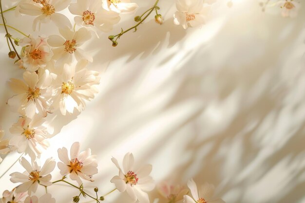 Creamy Beige Floral Banner Background com iluminação muito suave e espaço de cópia Perfeito e elegante