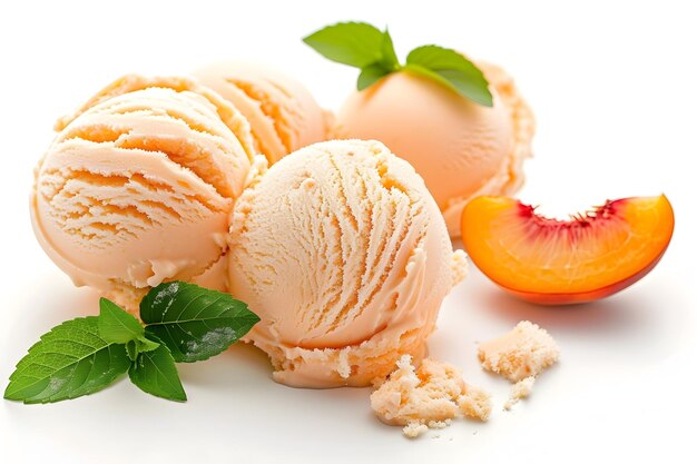 Creamy Peach Ice Cream Paste em fundo branco Hyper Studio Shot