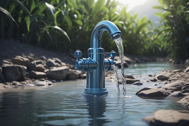 Foto crear agua limpia y segura con ia y tecnología para eliminar la escasez de agua