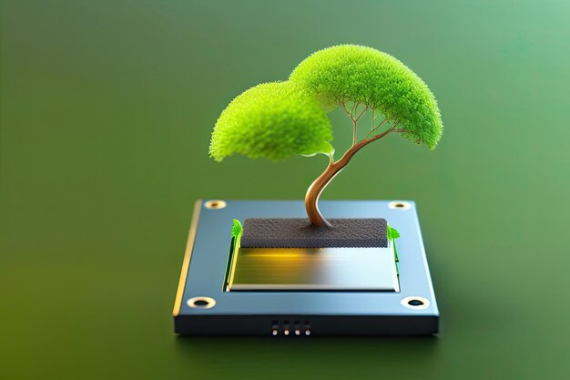 Foto crear un árbol a partir de un chip de computadora cpu ia generativa