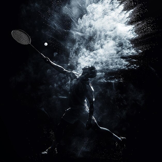 Foto crear una captura abstracta de la silueta de un jugador de bádminton