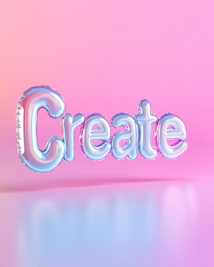 Foto crear una cita inspiradora en globos metálicos sobre un fondo rosa y azul vibrante
