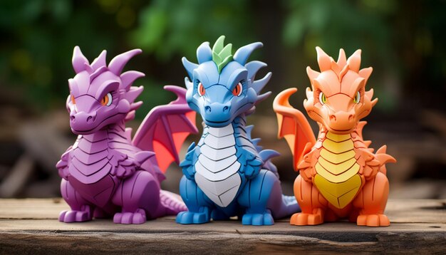 Crear un conjunto de piezas de rompecabezas de dragones imprimibles en 3D que cuando se ensamblan forman una familia de dragones completa Esto puede ser un juego divertido y atractivo