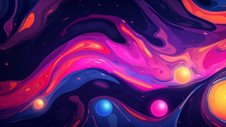 Crear un fondo abstracto con elementos fluidos de neón generados por la IA