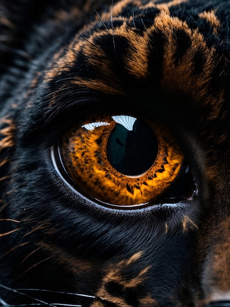 Foto crear una fotografía macro muy detallada del ojo de una pantera negra centrándose en el misterioso