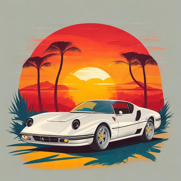 Foto crear un gráfico vectorial llamativo para un diseño de camiseta con un coche vintage clásico un poco