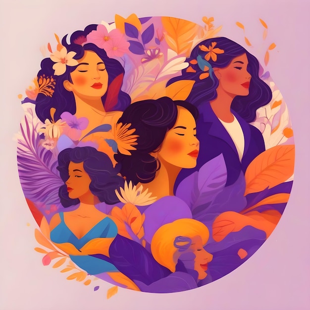 Crear una imagen de ilustración plana para el Día Internacional de la Mujer