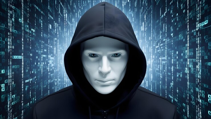 Foto crear una matriz de espacio de imagen hacker hood face seguridad de fondo