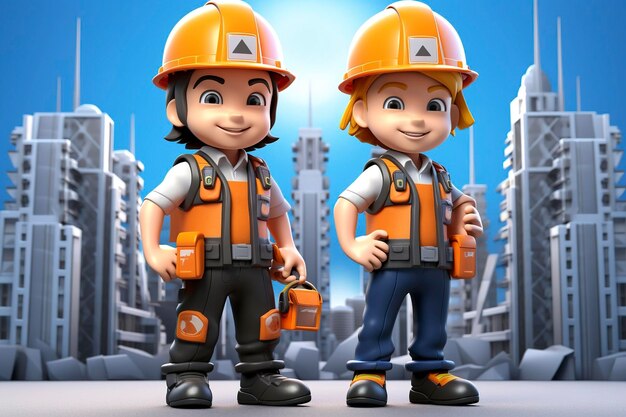 Crear personajes 3D que se asemejen a los trabajadores de la construcción