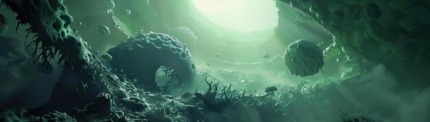 Crear una representación surrealista de una dimensión de otro mundo plagada por un brote de cólera