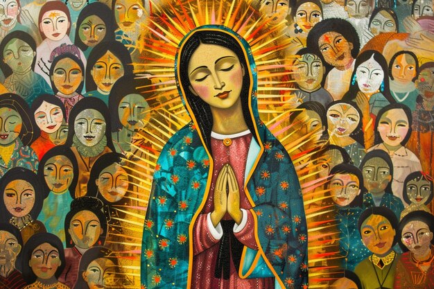 Foto crear un retrato vint de la virgen de guadalupe generativo ai