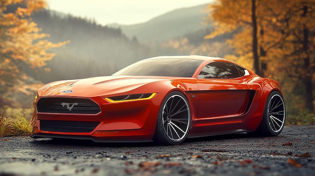Crear una versión fotorrealista de un futuro automóvil conceptual Ford Mustang