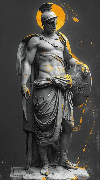 Foto creativa y espectacular estatua del dios del olimpo