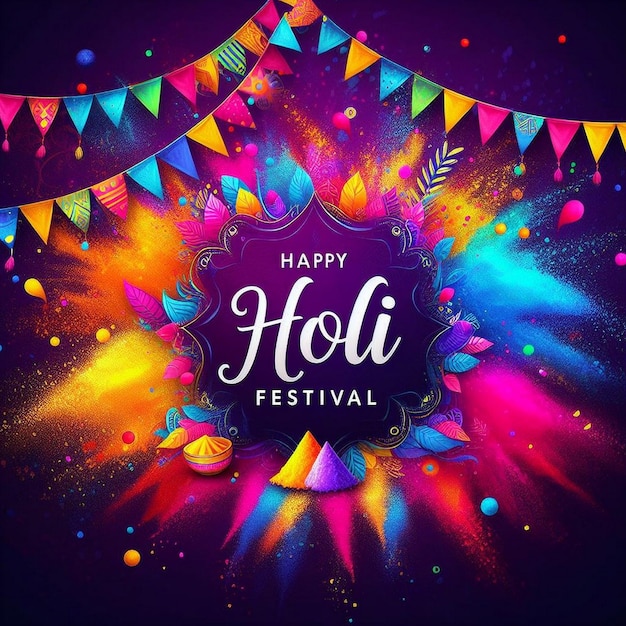 Creativa tarjeta del festival de Holi hermosa tarjeta de felicitación de Holi atractivo fondo de Holi