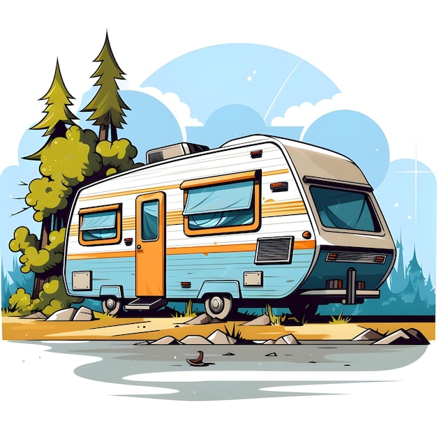 Creative Digital Art Design-Illustration von RV Caravan Camper Van